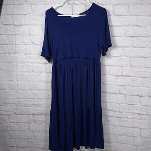 SMALLSHOW Medium Women's Navy Blue Maternity Dress